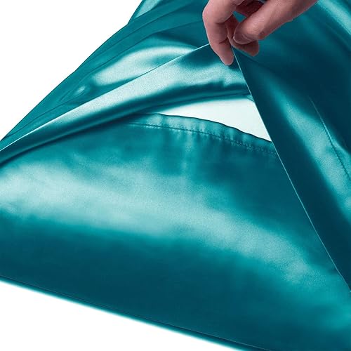 Miniatura 3 de Juego de 2 fundas de almohada sedosas de satén para el cabello, fundas de almohada con cierre de sobre, frescas y fáciles de lavar, juego de 2