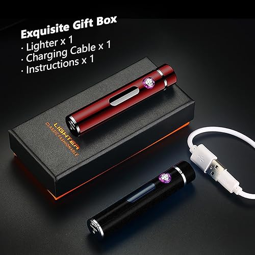 Miniatura 4 de Encendedor eléctrico de plasma de doble arco recargable por USB, encendedor fresco, a prueba de viento, mini cilindro con pantalla de alimentación