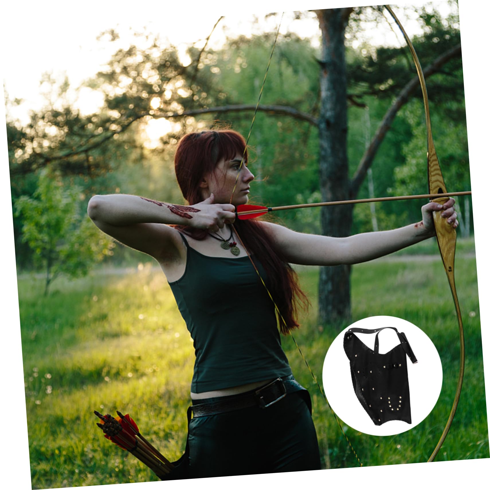 Parliky Superior Craftsmanship Holder Recurve Bag Leather Pouch for Arrows