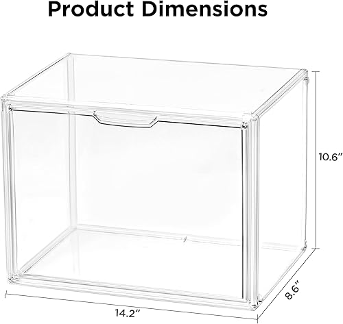 Miniatura 2 de HBlife Paquete de 12 organizadores de almacenamiento transparentes para armario, organizador de acrílico apilable con puerta magnética, caja de