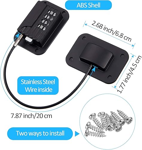 Miniatura 2 de Jetec Cerradura de refrigerador con 4 números codificados para congelador, cerradura adhesiva para puerta de refrigerador, cerradura de seguridad