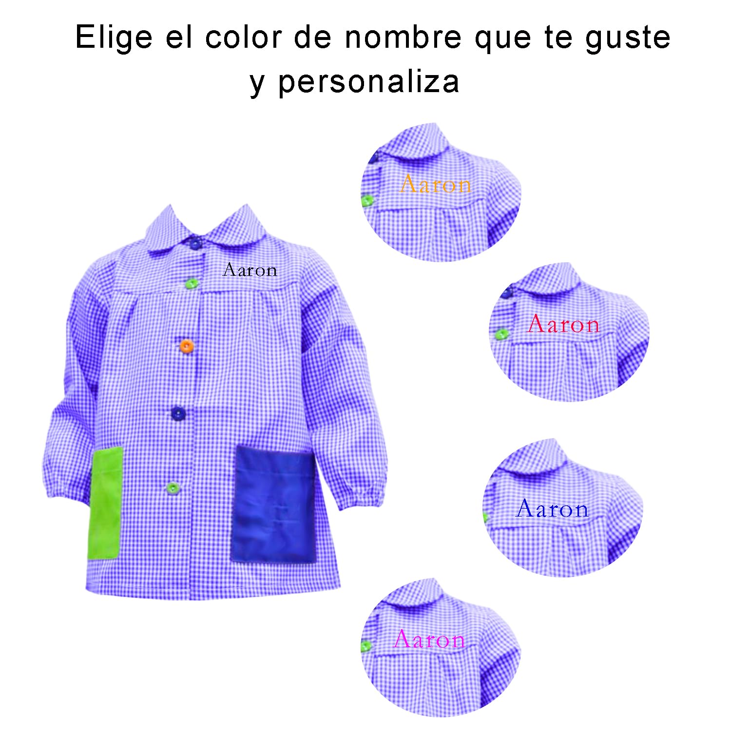 Bata Escolar Infantil Unidades Babi Escolar Niño o Niña para Guarderia y Colegio Cuadrado con Botoens Park 2 Unidades
