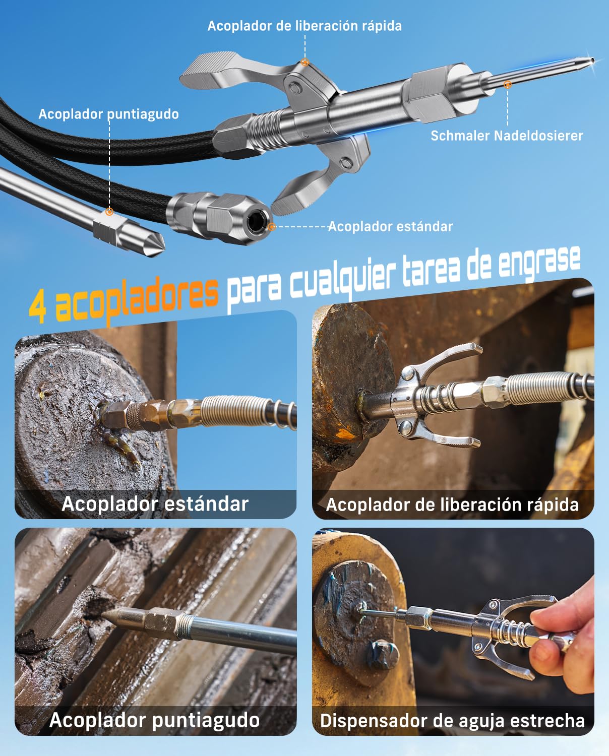 Seesii Engrasadora Bateria con Gatillo de Bloqueo, 10000 PSI, 5,8 oz/min