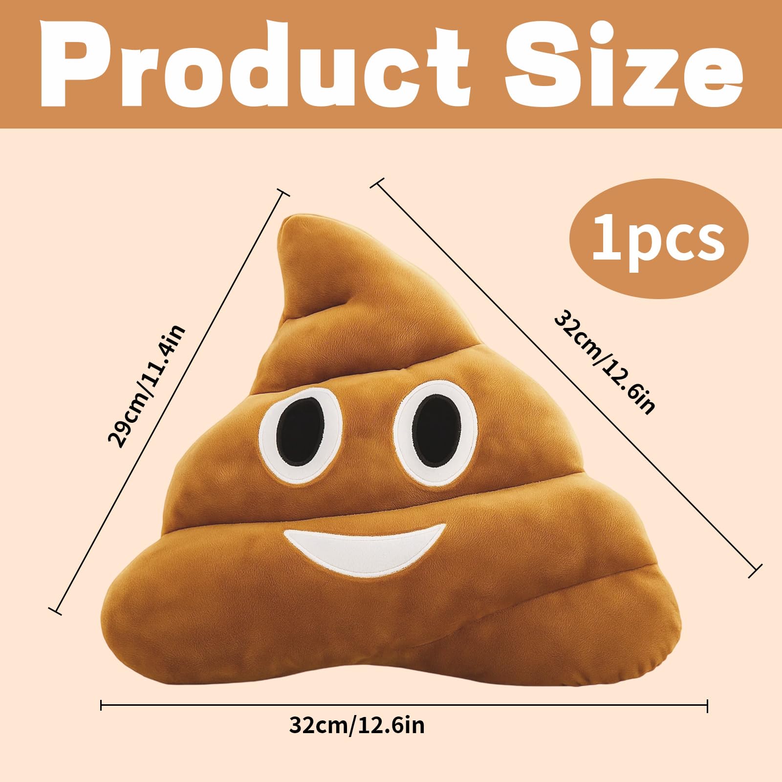 QhgPnt Poop Plush Pillow, Fake Poo Toy, Soft Emoji Pillow for Kids Funny Decorative Pillows for Home Decor Brown Plush Pillow, 30CM - Image 2