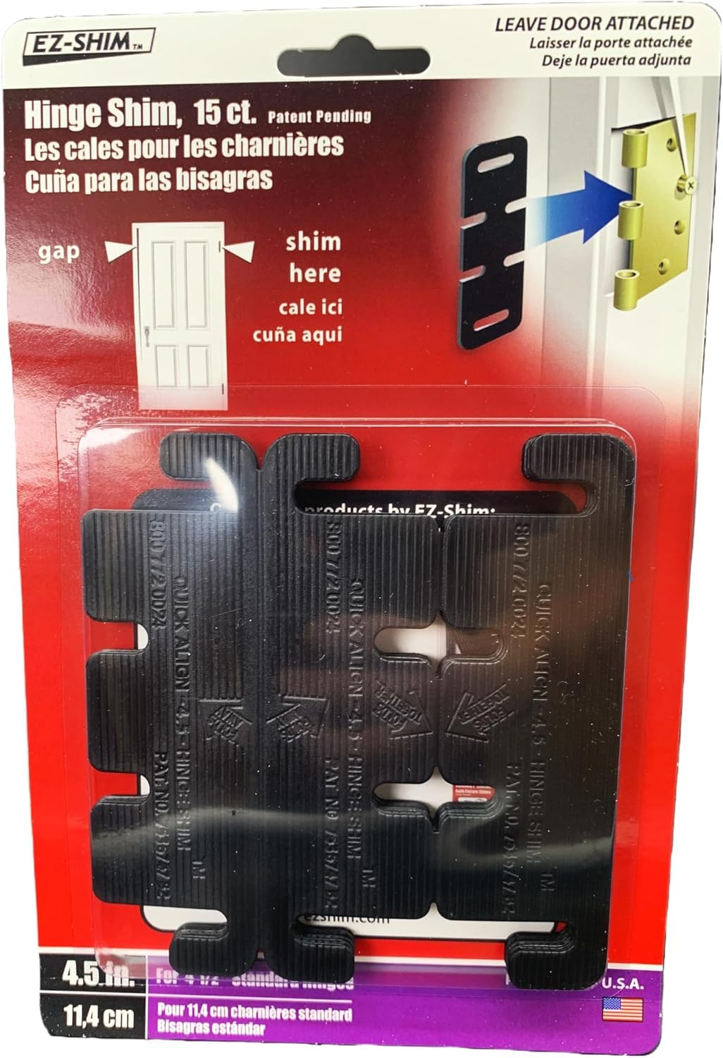 EZ-Shim HS450BP 4.5" Hinge Shim (15 Pack)