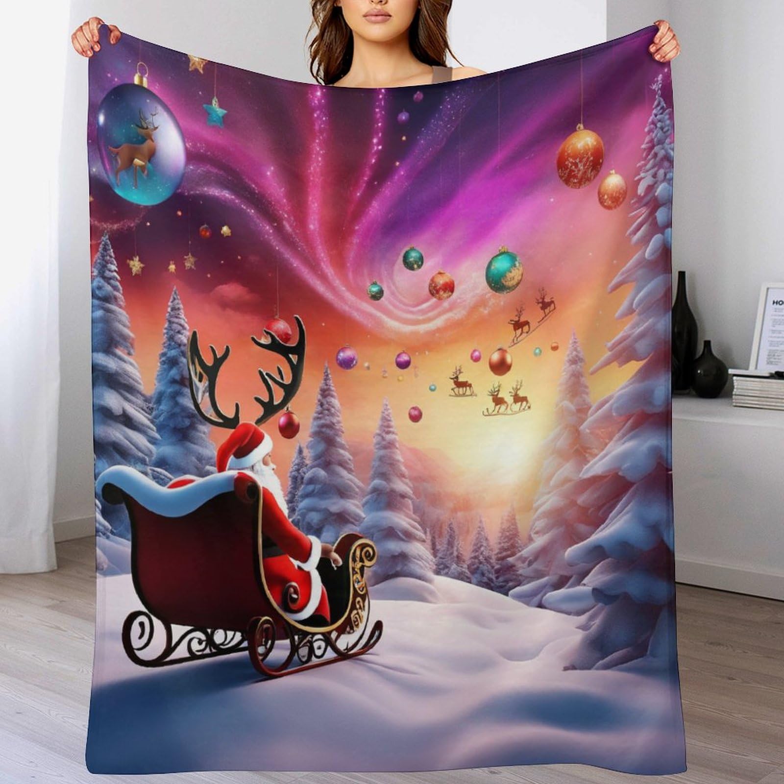 Plaid Noël couverture flanelle 130x180cm, l'idée cadeau idéale pour l'hiver