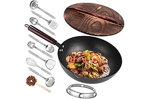 Indestructible 12.8" 11-Piece Carbon Wok Set