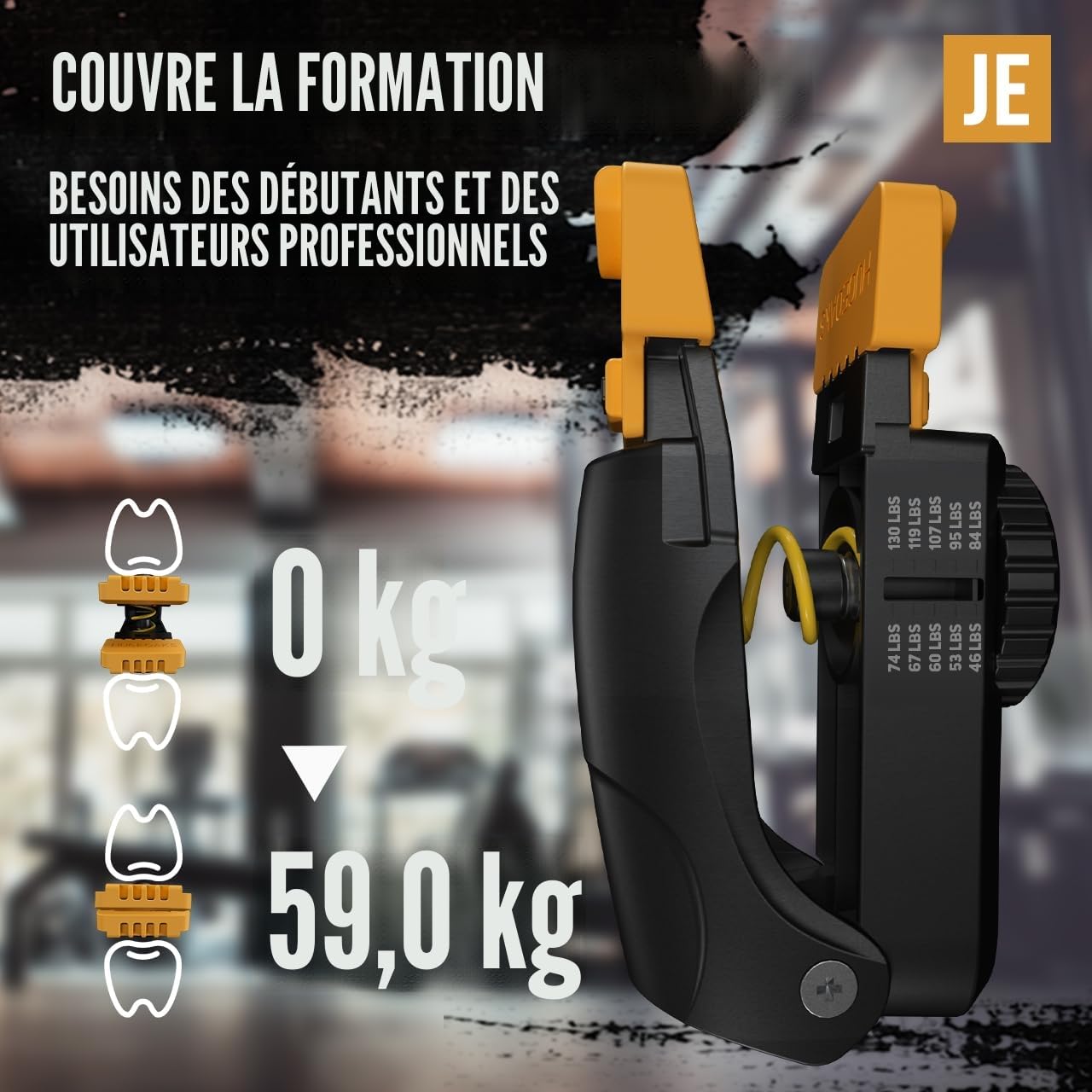 Appareil d'entraînement de la mâchoire pour Hommes et Femmes, résistance réglable, 46-130 lbs, entraînement du Visage et du Cou, Puissant Jawline Trainer pour des Contours du Visage