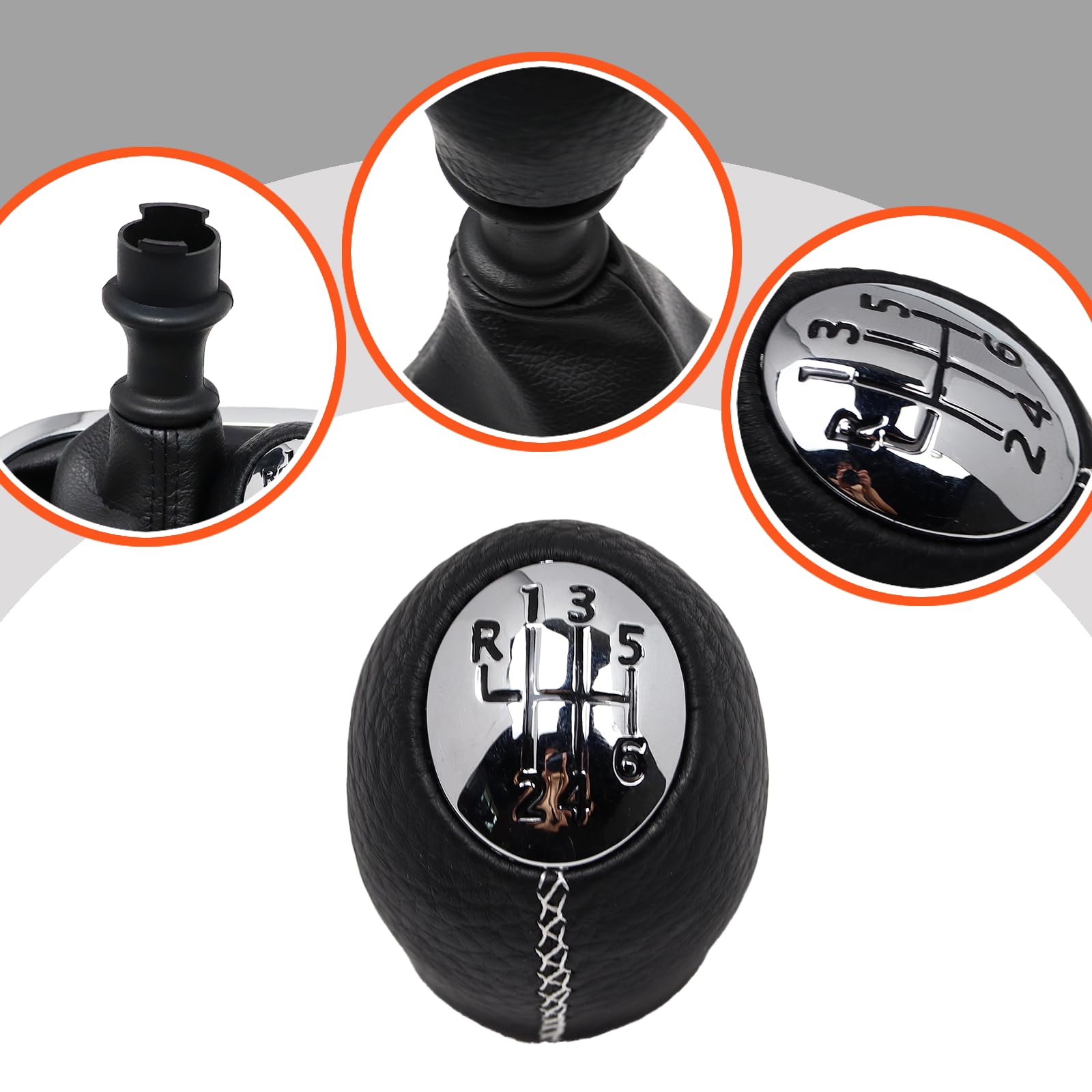 Soufflet De Levier De Vitesse Et Frein à Main En Vrai Cuir Noir Renault Laguna Coutures