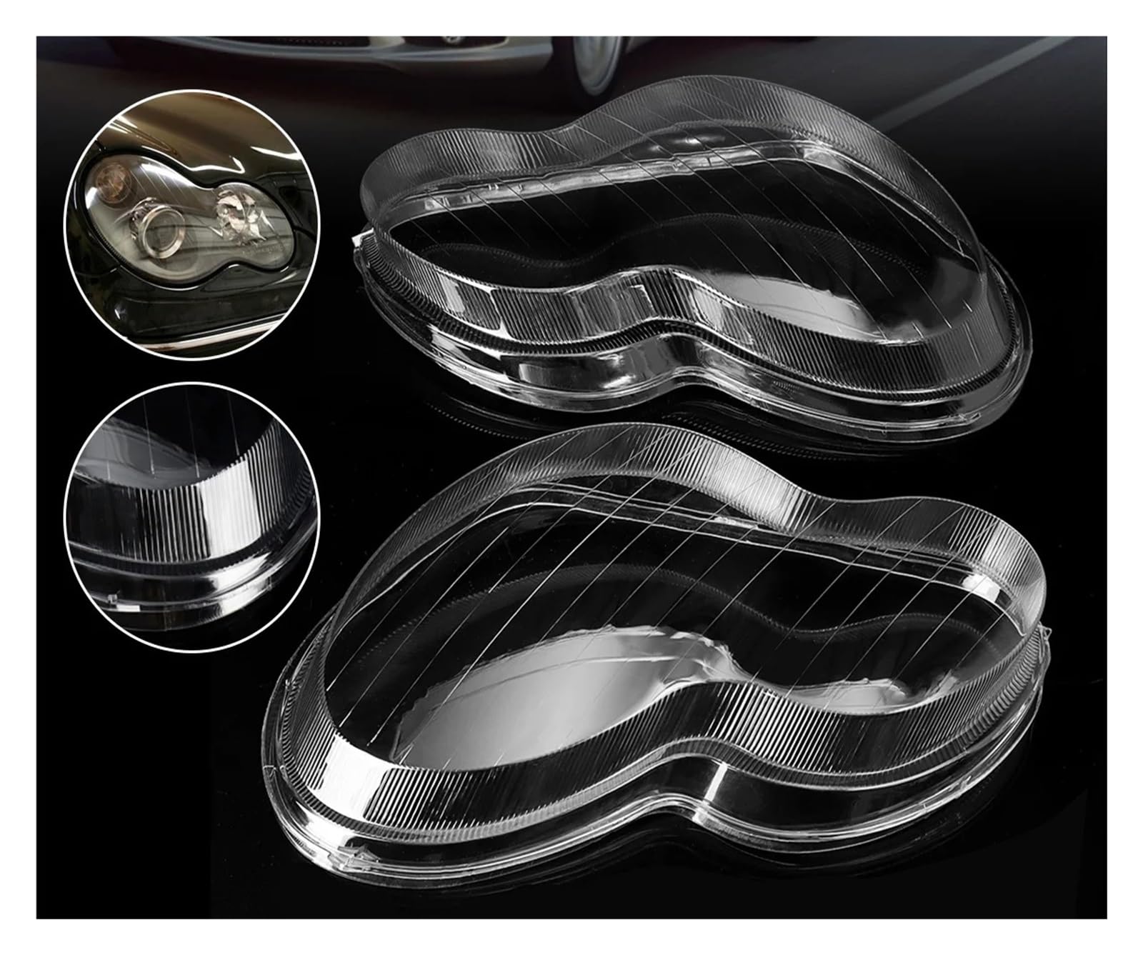 Cubiertas Cristal Faros Para Benz para Clase C W203 2001-2007 lente de faro delantero de coche cubierta de cristal cubierta de faro Tapa Lente Faro (Tamaño : Izquierda)