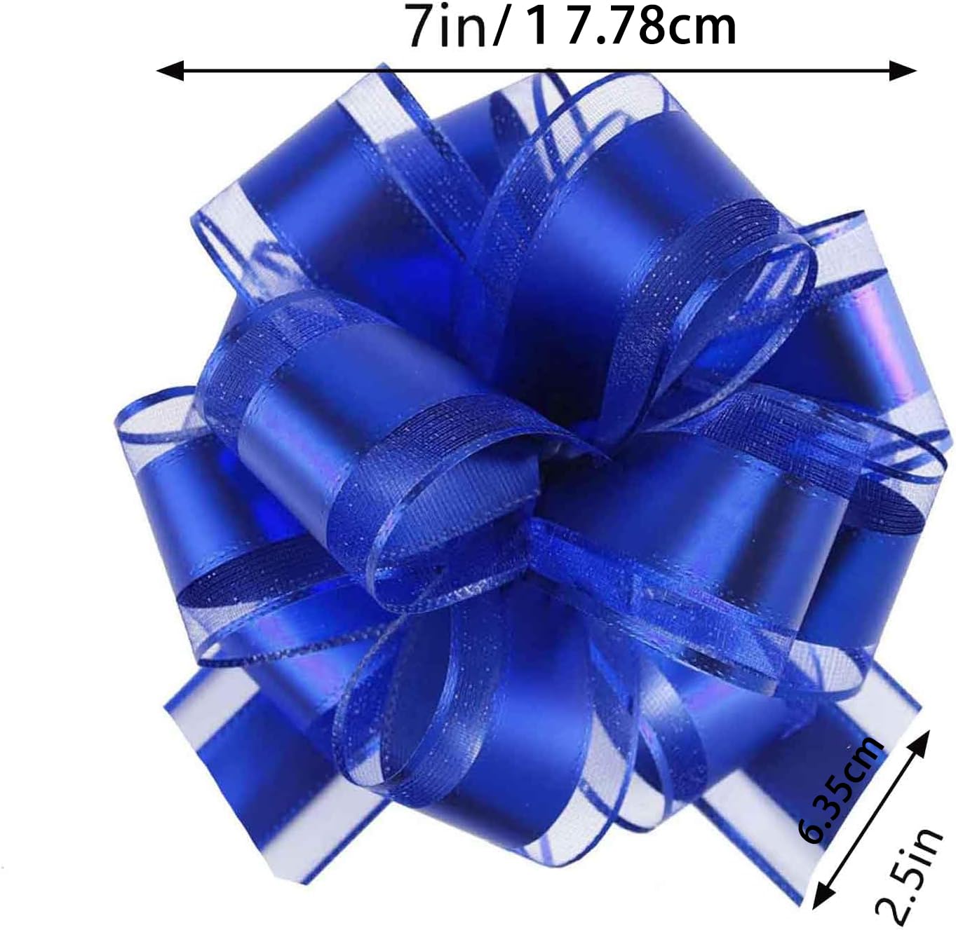 Lot de 5 Nœuds à Tirer en Ruban Grands pour Cadeaux Paniers Décorations Mariage Bleu