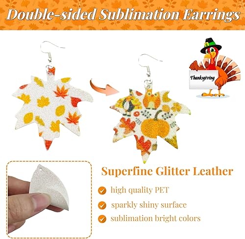 Miniatura 8 de SHUANGART - Juego de 60 pendientes de piel sintética brillante en blanco con sublimación temática navideña, diseño de árbol de Navidad de doble cara