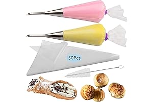 Premium 2Pcs Cream Icing Piping Nozzle Tip Decorating Tool Supplies with Disposable Pastry Piping Bags