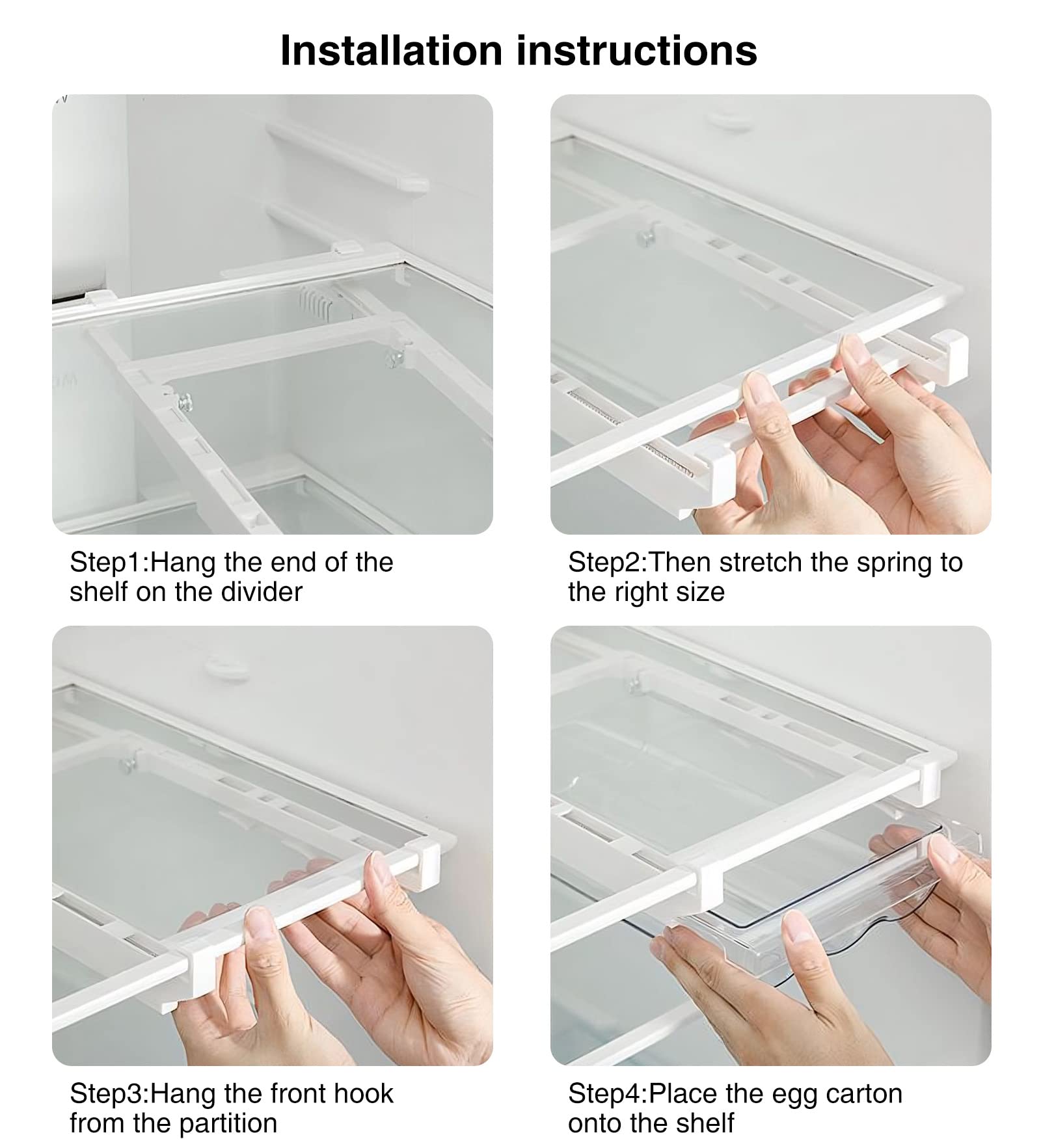 Cajón de Organización para Nevera , Organizador Huevos, Huevo Caja de Almacenamiento, Encargarse de Cajones Hueveras para Frigorífico, Soporte para Huevos para Nevera , Grande (18 huevos)