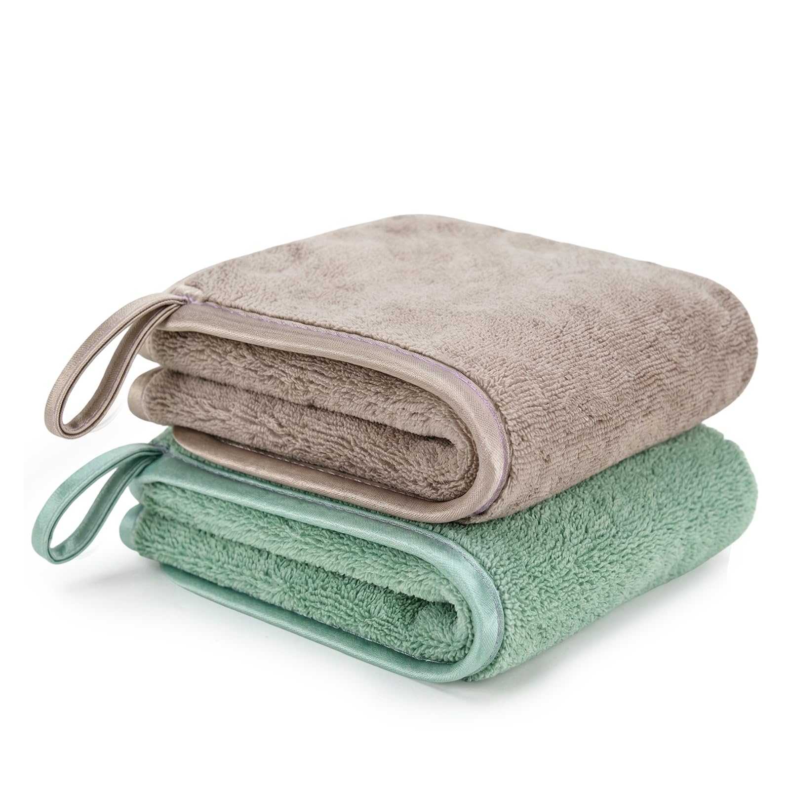 One-Step Cleaning & Drying Cloths Streak-Free for Glass, Mirrors & Windows – Ultra Absorbent Double-Layer Thickened Microfibre Cloths 30x40cm with Hanging Loop for Kitchen, Bathroom & Car (Pack-2)
