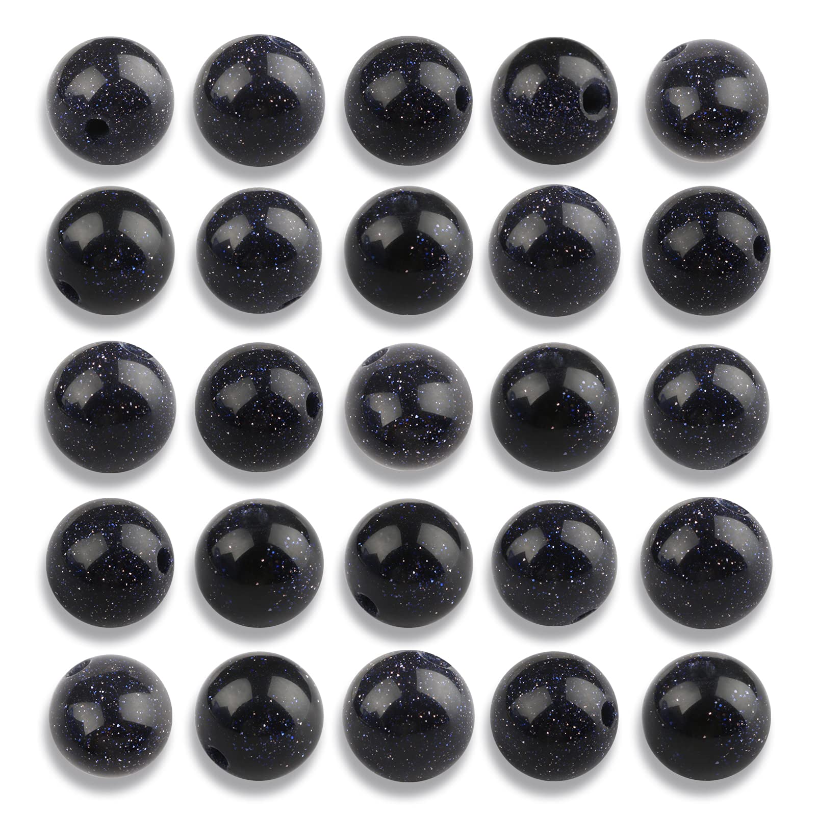 NITOPUPU 200Pcs 4mm Natural Smooth Blue Sandstone Beads Round Loose Gemstone Stone Beads for Jewerly Making with Crystal Stretch Cord