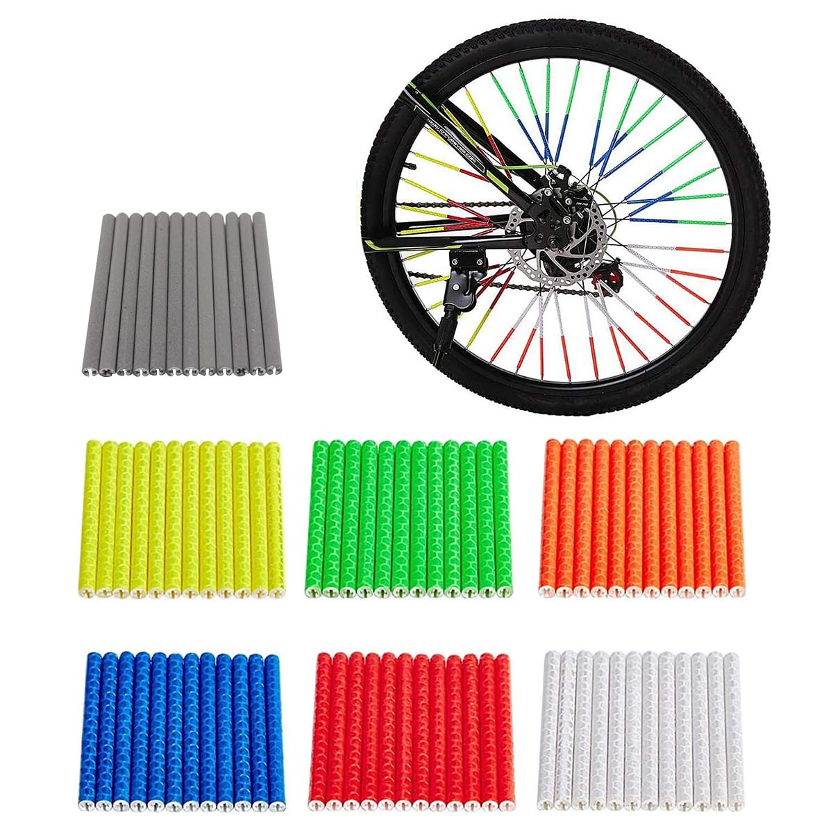 SOPINEKO 72Pcs Spoke Reflectors Wheel Decoration Warning Spoke Skin Covers Trim Wrap Cover Pipe for Night Cycling Riding Motorcycle Motocross Pit Dirt
