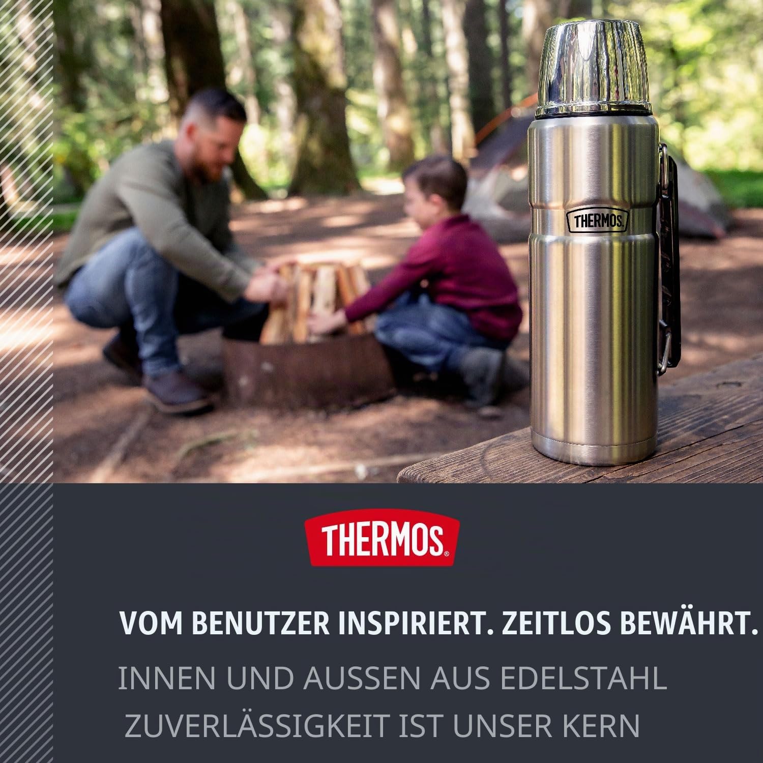 Thermos SK2010 Stainless King, 1,2 l Vakuumisolierte Getränkeflasche, Edelstahl, Midnight Blue