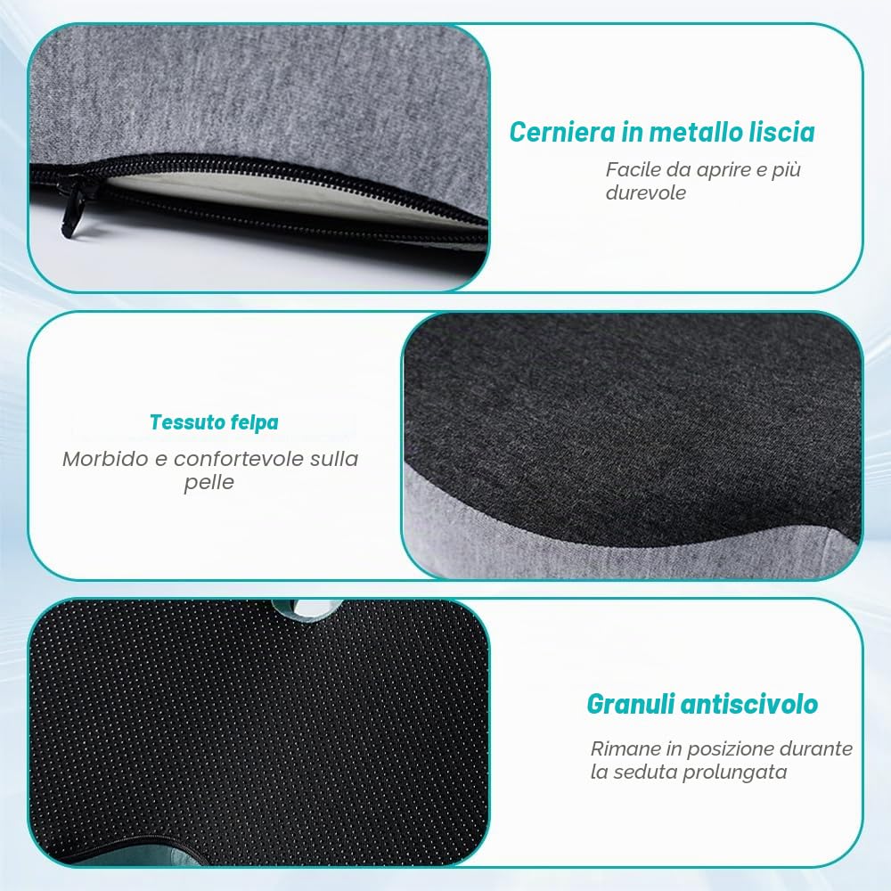 Cuscino Sedia Ufficio, Cuscino Ortopedico con Schienale, Cuscino per Coccige, Cuscinos Coccige Ortopedico, Cuscinos Ergonomico Sedia Ufficio, CuscinoMemory Foam per Ufficios, Casa, Auto