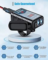 Vista 5 de EXTRACTME Cargador USB de motocicleta de 6.8 A, carga rápida 3.0 Dual USB Cargador de teléfono para motocicleta con voltímetro e interruptor