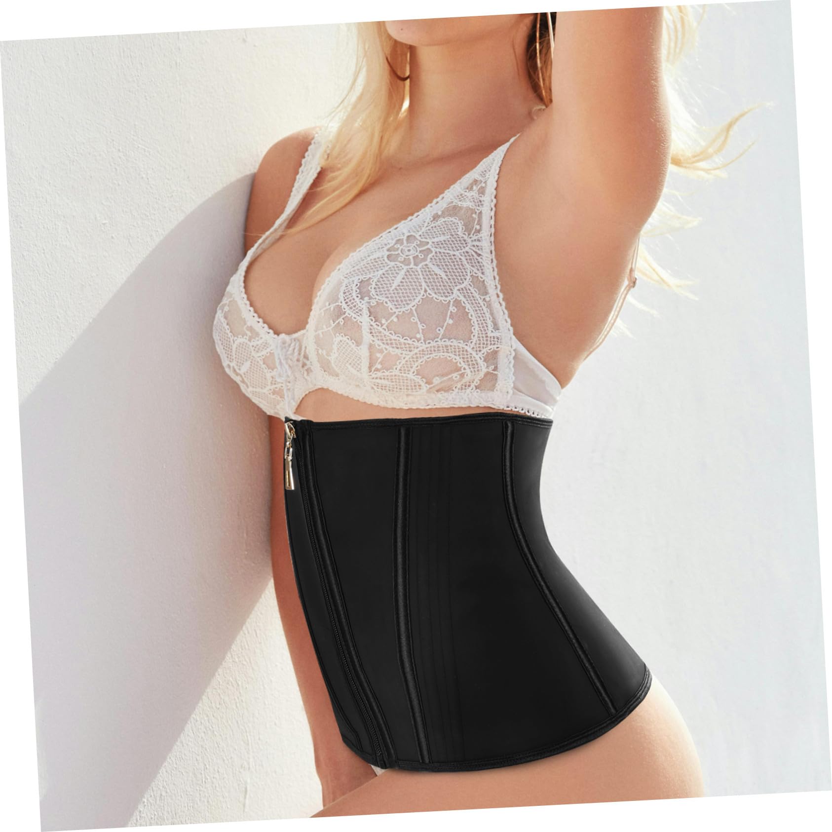 Corsé de Látex con Cremallera para Mujer Faja Moldeadora de Cintura Control de Abdomen Corset Cómodo y Duradero