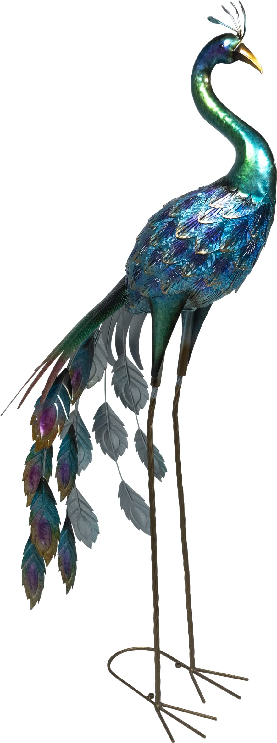 St Helens Blue Metal Peacock Garden Ornament - 108cm