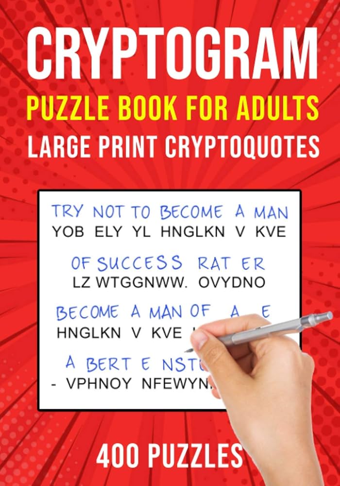 Cryptograms Puzzle Books for Adults: 400 Large Print Cryptoquotes / Cryptoquips Puzzles: Publishing, Puzzle King: 9798692801500: Amazon.com: Books cryptograms-puzzle-books-for-adults-400-large-print-cryptoquotes-cryptoquips-puzzles-publishing-puzzle-king-9798692801500-amazon-com-books