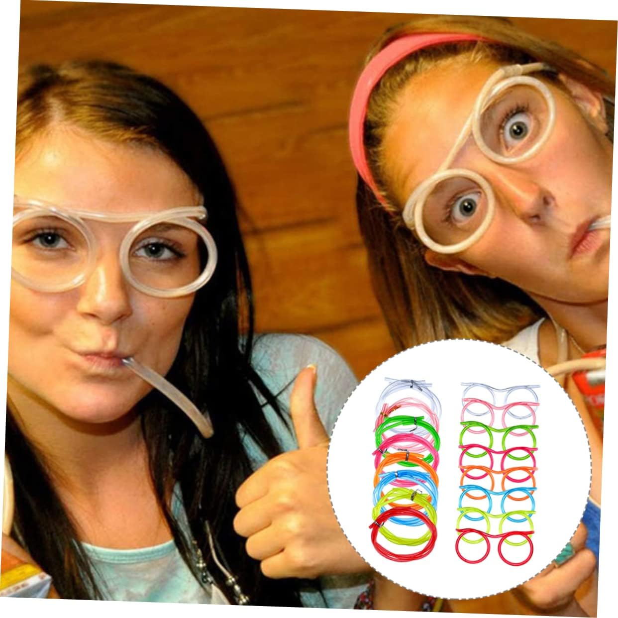 24pcs Funny Eyeglasses Drinking Straws Reusable Glasses Straws for Parties Home and Events Random Colors Flexible and Design