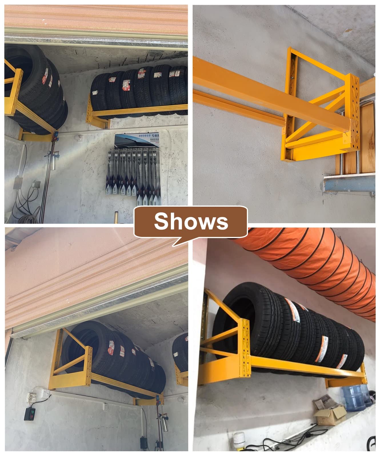 Generico Porta Pneumatici Porta Pneumatici da Parete, Porta Pneumatici in Metallo per Garage/ripiano per Pneumatici/scaffalatura da Parete per Garage, Sistema di stoccaggio Multi-Pneumatico sospeso,
