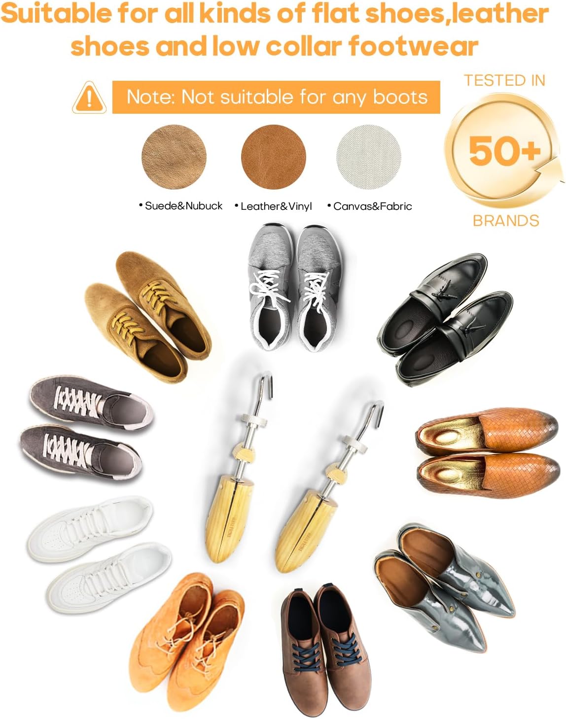 WEST LIGHT Shoe Stretcher Men, Pair of 4-Way Pine Men's Shoe Stretcher, Adjustable Width Length for Wide Feet,Sturdy Metal Construction Shoe Widener Stretcher for Men's Size 10-13 - Image 7