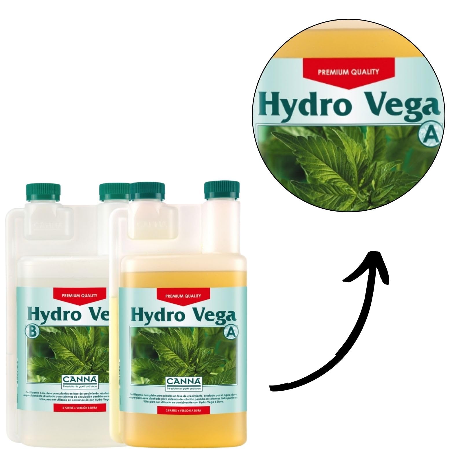 Weedness Canna Hydro Vega A&B 5 Liter - Wachstumsphase Hydrokultur Dünger Hydrokulturdünger Bewässerung Flüssigdünger Organisch Grow Bio Naturdünger
