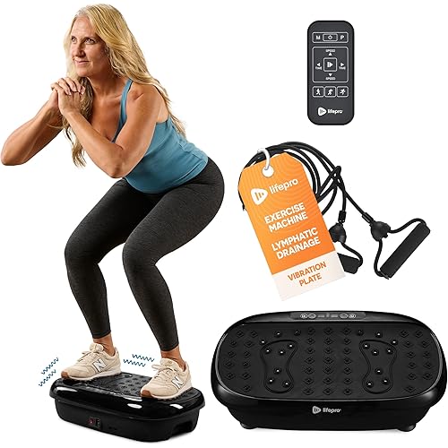 Lifepro Vibration Plate Exercise Machine with Magnetic Acupoints - Full Body Vibration Platform for Beginners and Recovery - Ideal for Lymphatic Drainage Muscle Toning and Overall Fitness
