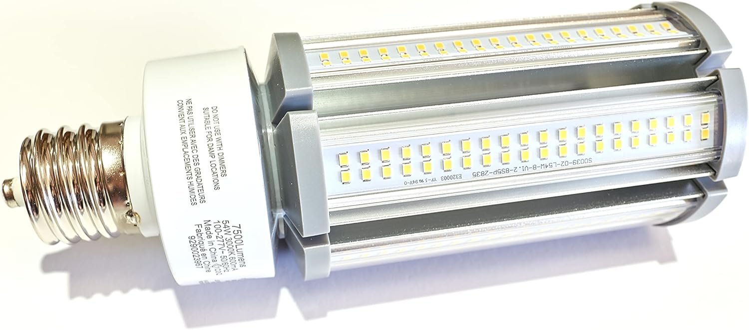 PHILIPS 559781 Corn Cob LED 54W HID HPS Retrofit 250 Watt Replacement 7500 Lumens Non Dimmable 3000K EX39 Mogul Ballast Bypass 100V - 277V True Force 5 Year Warranty 54CC/LED/830/ND
