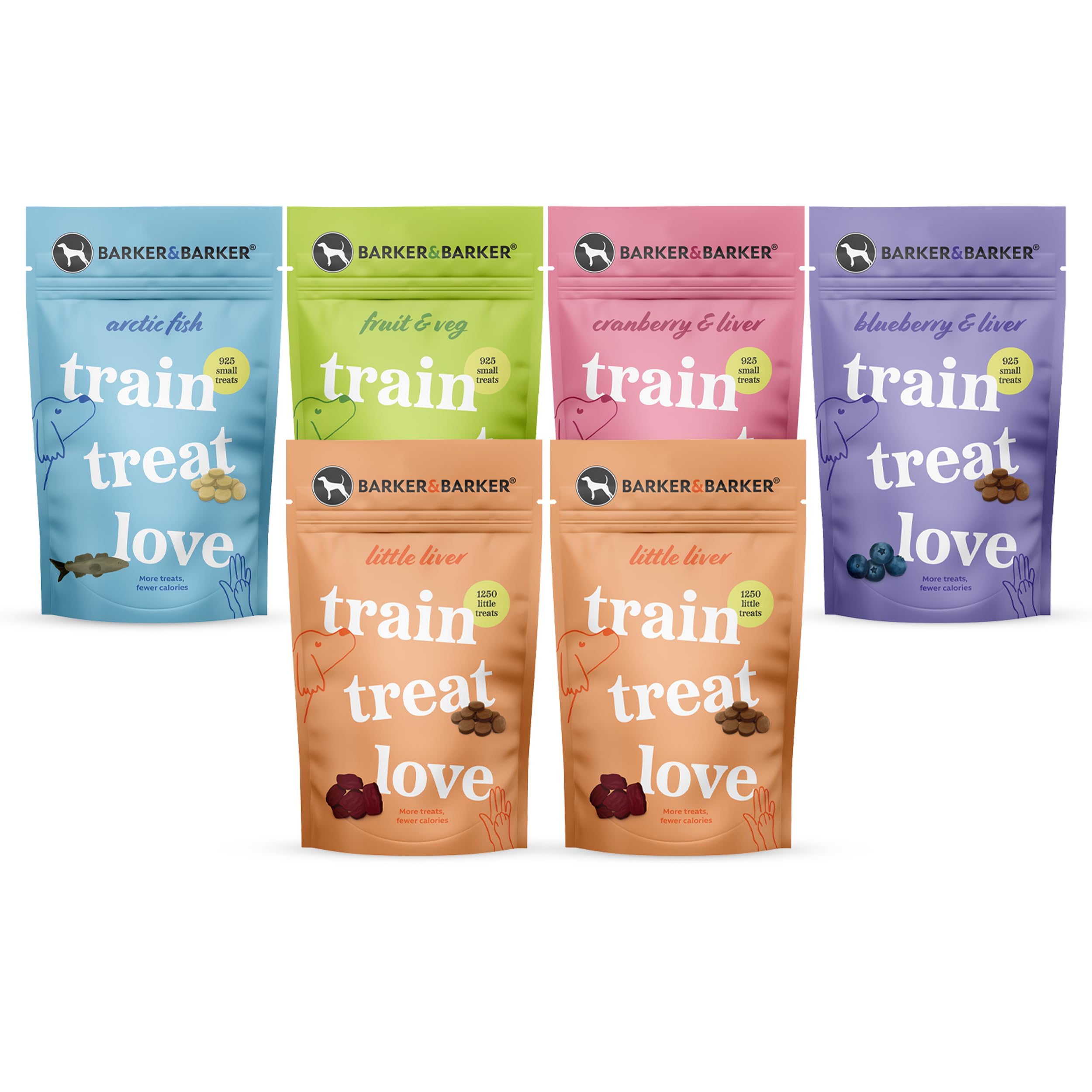 Barker and Barker Grain Free Dog Training Treats Multi Pack - 6 Pouches of Small Treats 492g | Low Calorie, High in Protein & B Vitamins | No Artificials - 100% Human-Grade for Puppies & Small Dogs — image 1