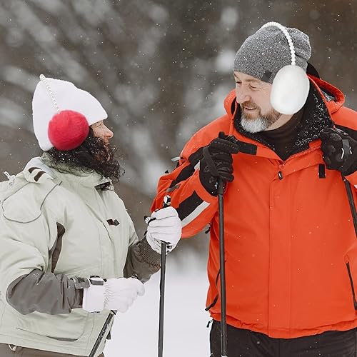 Miniatura 5 de RONRONS Orejeras de felpa suave para mujer, calentadores para exteriores con diadema de perlas