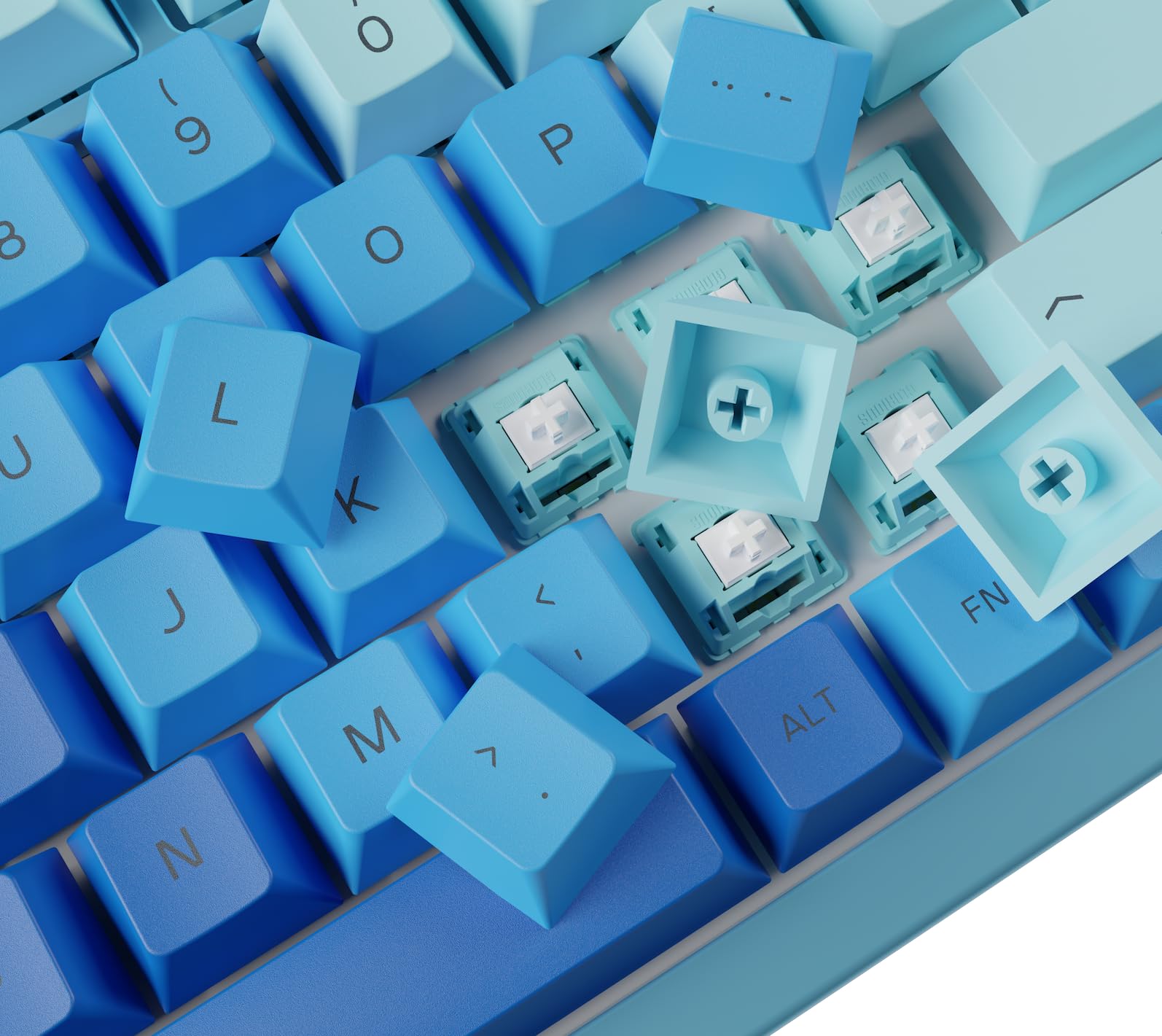 Glorious Gaming 115 GPBT Keycaps - Profilo Cherry, plastica PBT resistente, aspetto accattivante, suono superiore, caratteri originali, layout spagnolo - Oceano