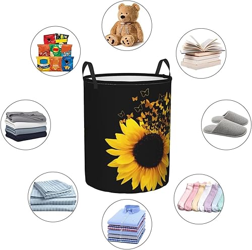 Miniatura 6 de Cestas de lavandería grandes con diseño de mariposas florales de girasol, cestas de ropa altas plegables, bolsa de lavado para baño, dormitorios
