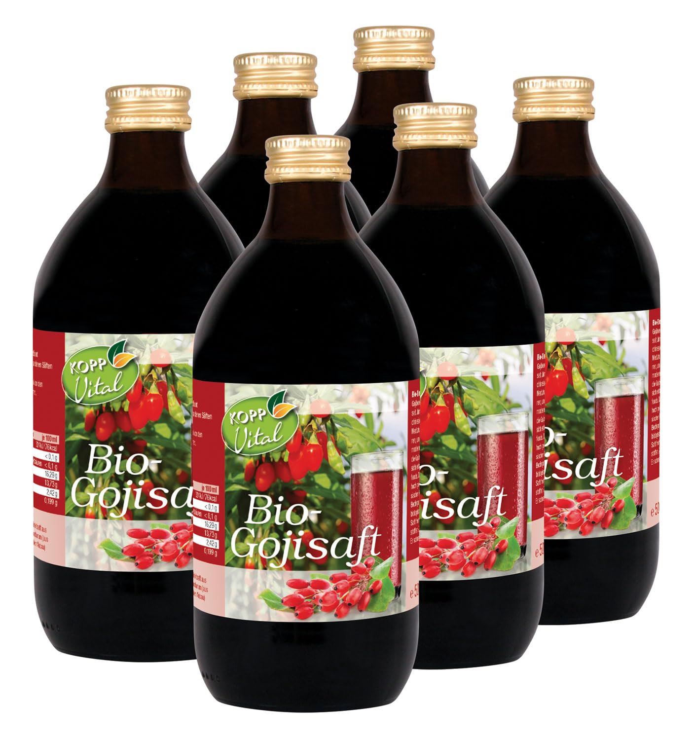 KOPP Vital® Bio-Gojisaft | Direktsaft | Karton mit 6 x 500ml | Bio-Qualität, schmeckt süß