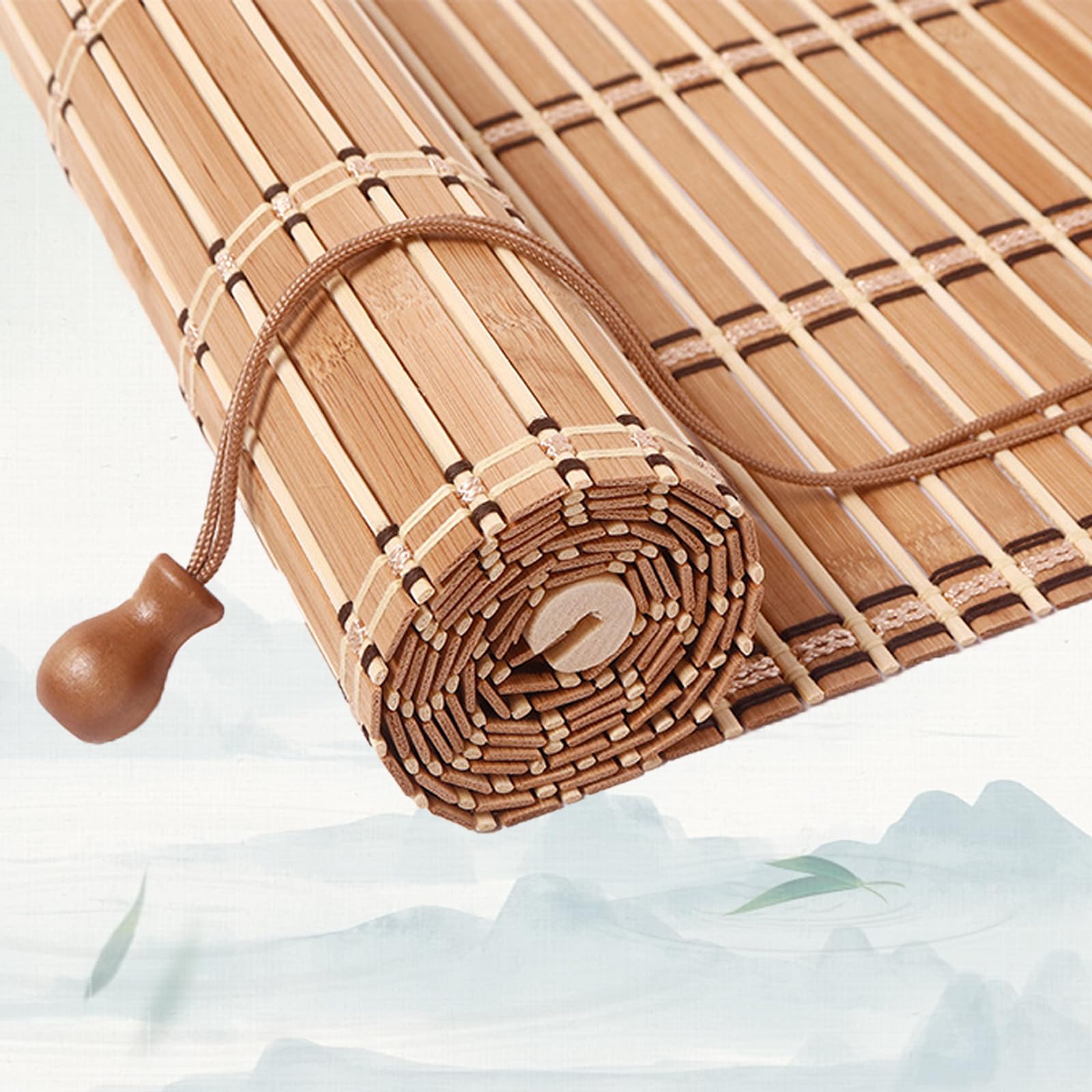 Bamboo Blinds,Custom Size Bamboo Roller Blinds,Bamboo Roller Blinds for Windows,Bamboo Shades,Bamboo Window Shades,Easy to Install, Bamboo blinds for indoor and outdoor - A - W45xH180cm(18x71in)