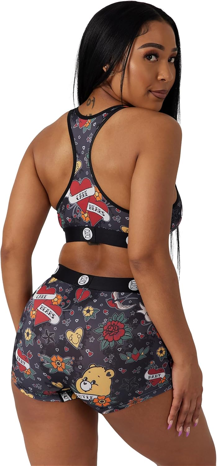 PSD Women's Care Bears Sports Bra - Racerback Sports Bras for Women with Breathable Microfiber Fabric