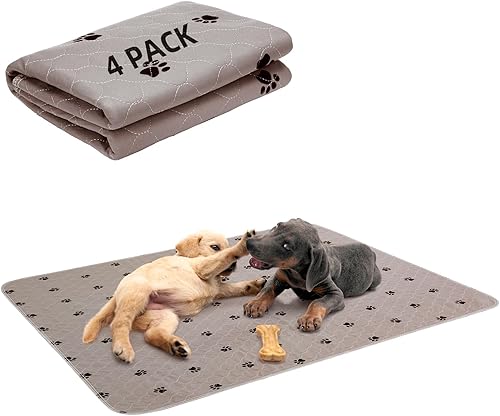 PUPTECK Almohadillas lavables para orina para perros, paquete de 4 unidades, impermeables, reutilizables, almohadillas de entrenamiento para