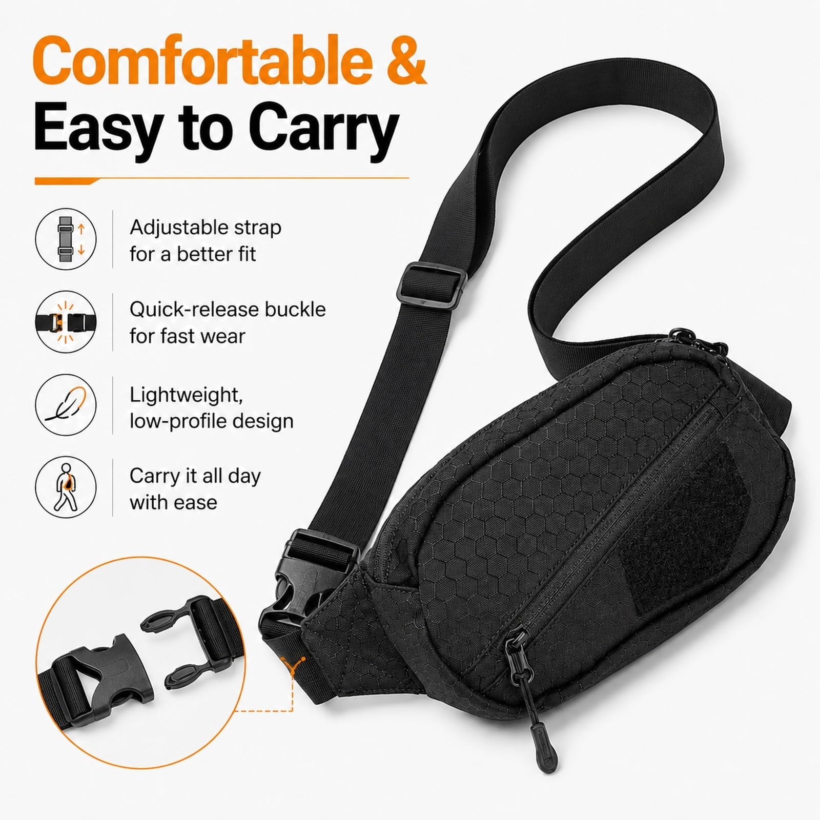 Genérico Riñonera Deportiva Bolso de Pecho Liberacion Rapida, Bandolera Impermeable Multiusos para Senderismo Viaje Airsoft Exterior