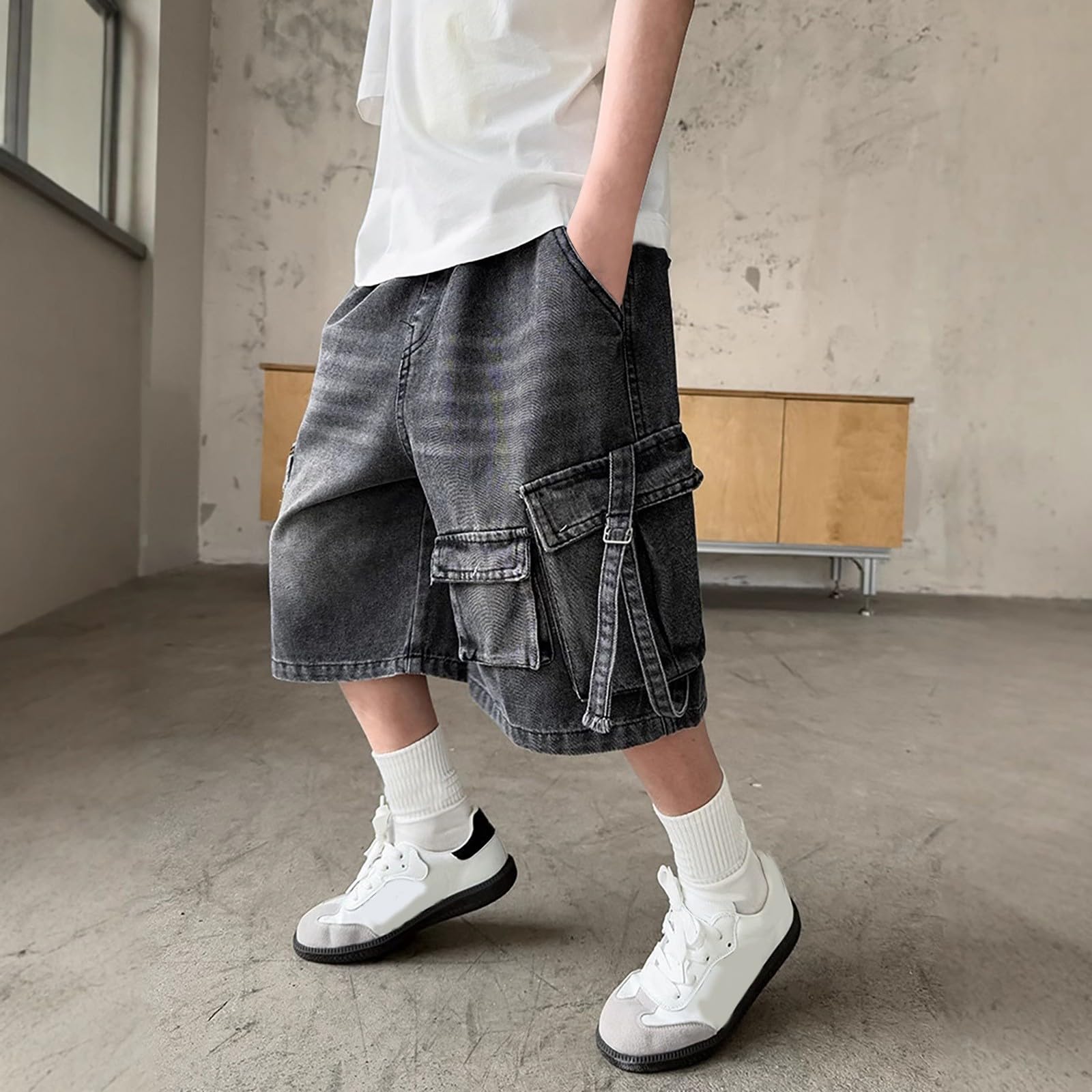 Vaqueros Rectos para niños Apto para Uso Escolar Vaqueros Estilo Callejero Lavable y fácil Cuidado Sin restricciones de Movimiento Jeans de Pierna Ancha Jeans Estilo Y2K Tejido Denim Resistente
