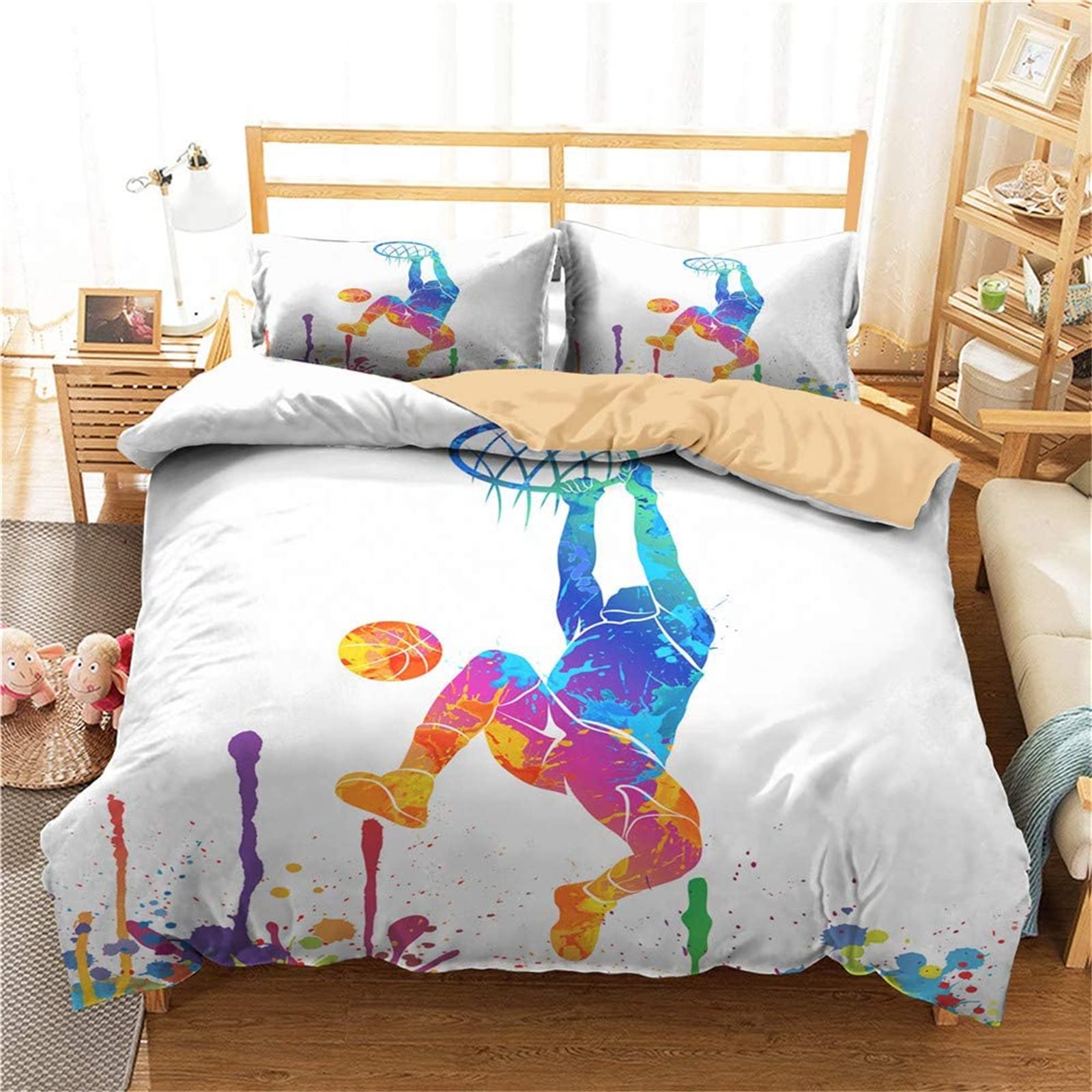 Parure de lit motif surf 3D en microfibre respirante quatre saisons