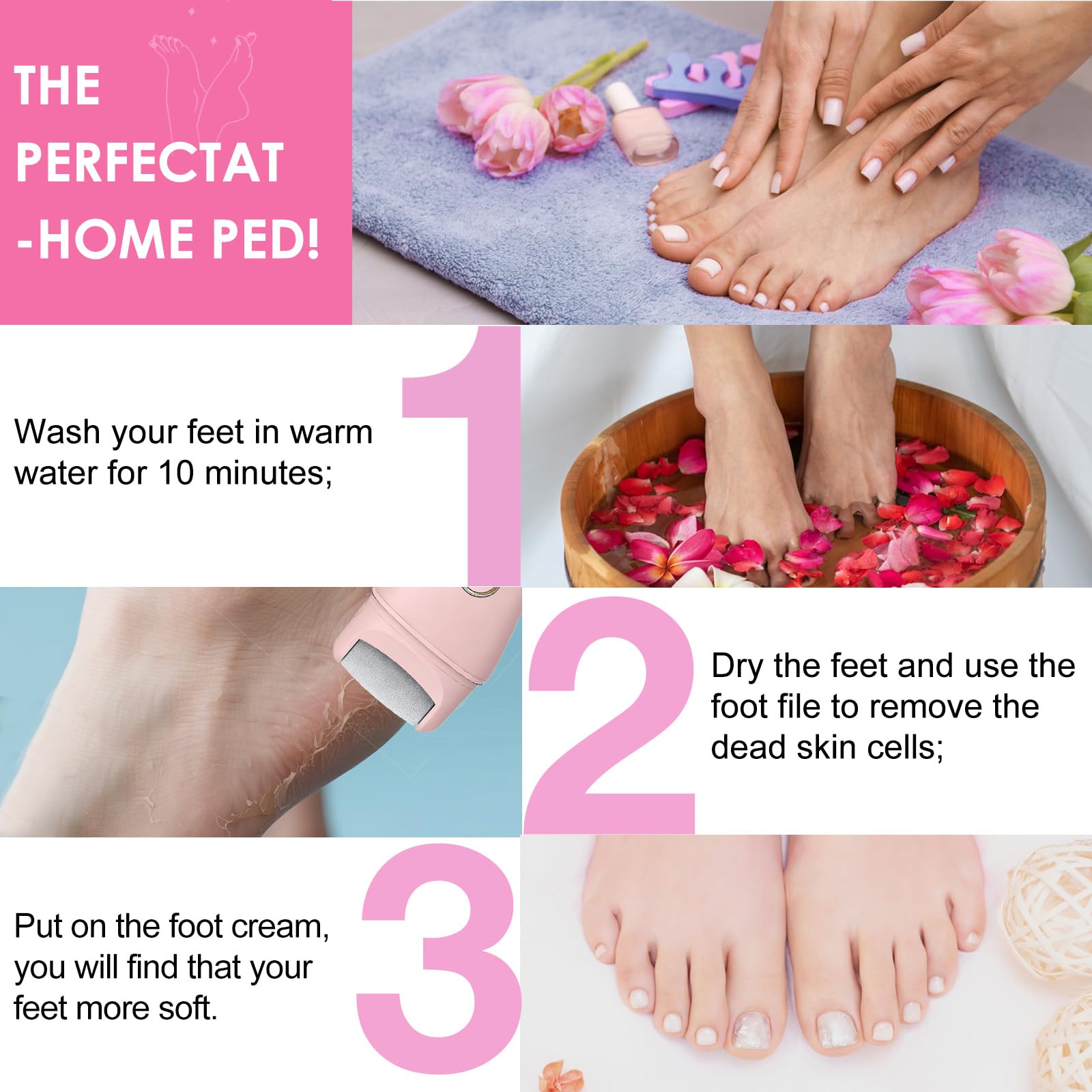 Lima eléctrica para pies, 9 cabezales de molienda más grandes y 3 velocidades, kit de pedicura, limpiador de pies, removedor de callos de piel muerta, kit de cuidado de pies, herramientas de pedicura