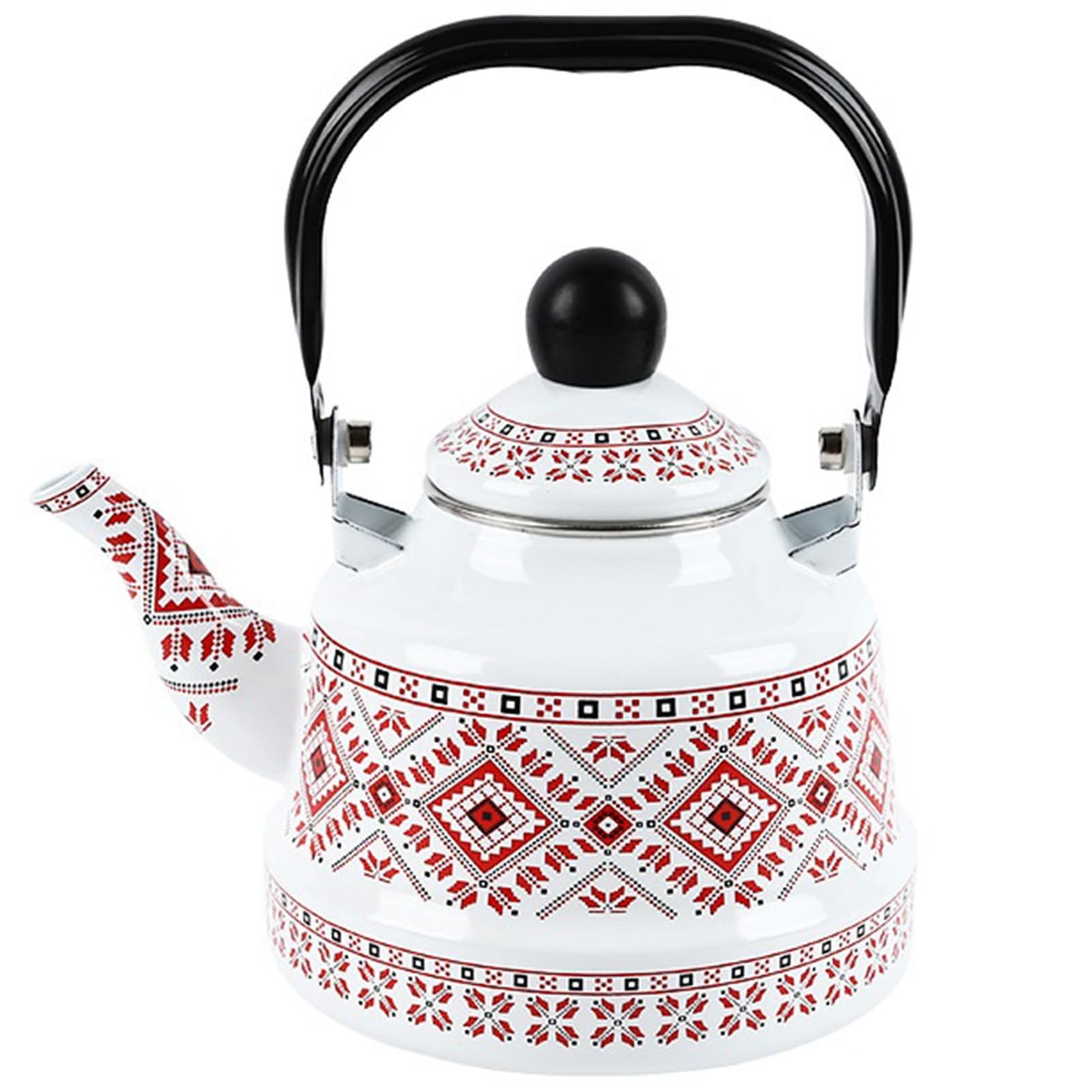 Household Water Tea Pot Coffee Kettle, Cookware Picnic Teapot, Enamel Tea Kettle for Camping(Red,1.7L)