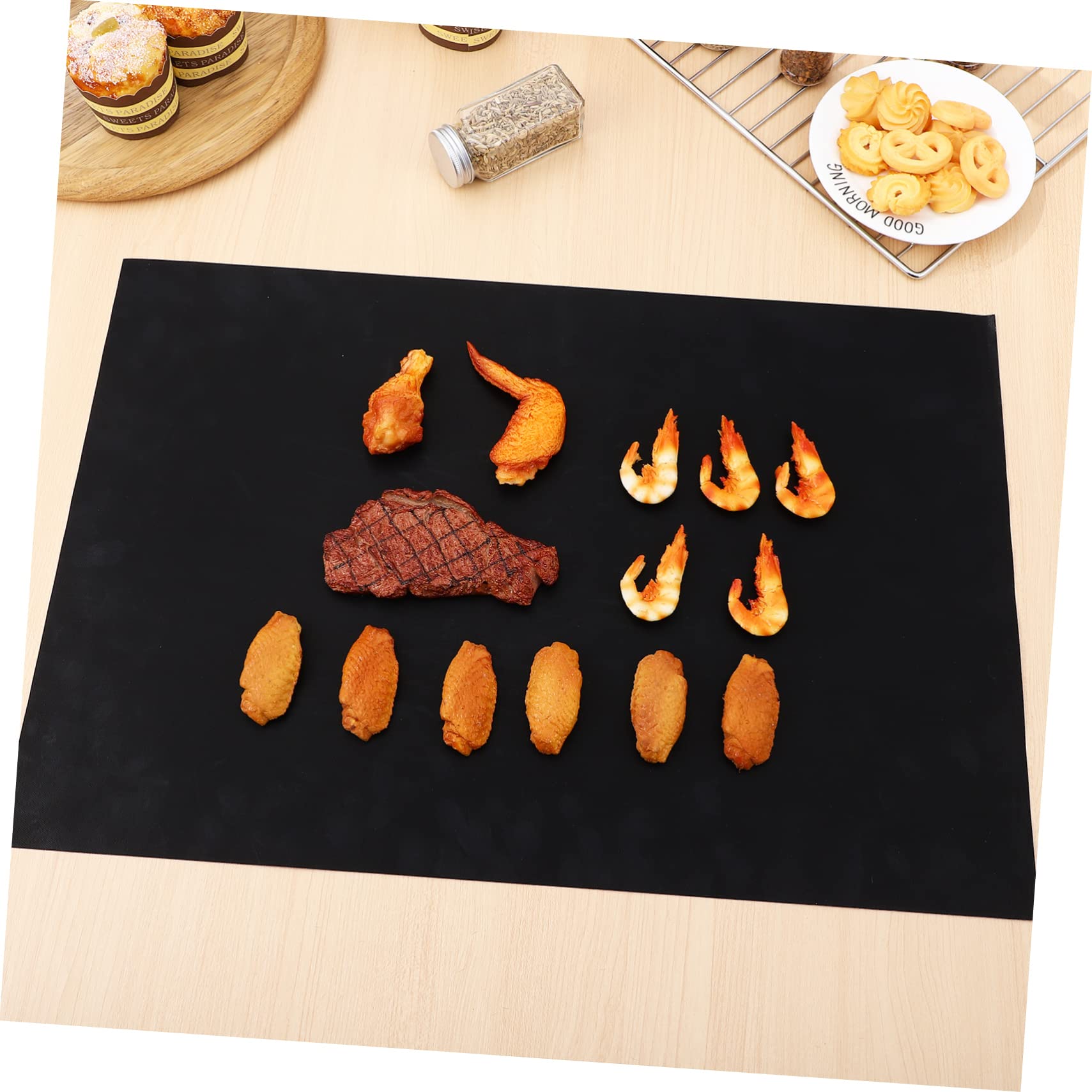 Tapis de Cuisson pour Four Antiadhésif Réutilisable 6 Pièces Noir
