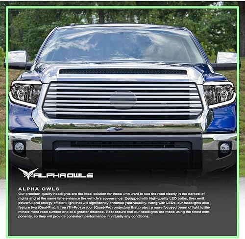 Miniatura 7 de Alpha Owls 8712290 - Faros delanteros de cristal con barra de luz LED secuencial Switchback y luz de arranque, ámbar negro, se adapta a Toyota
