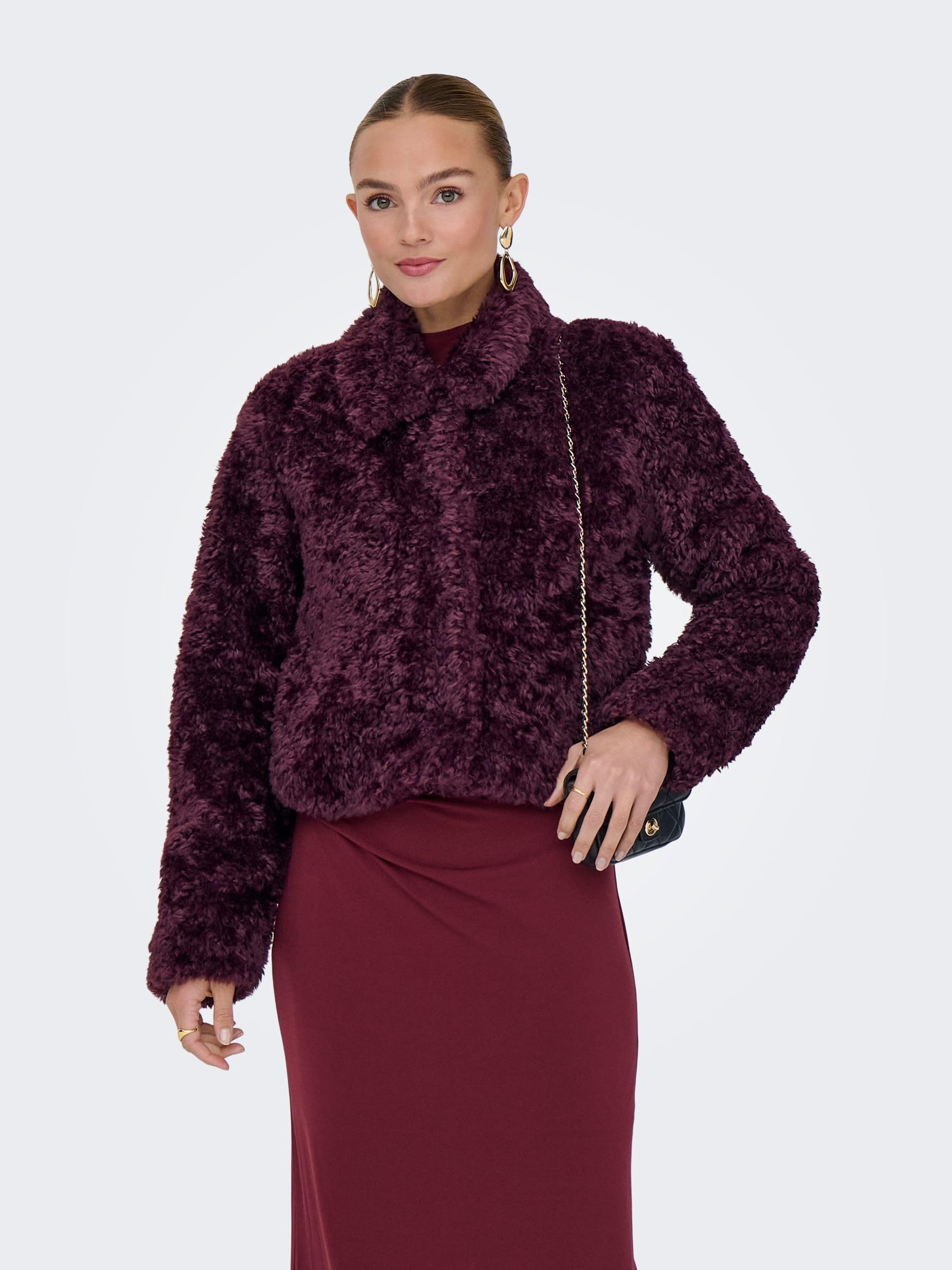 Only Onlginny Short Teddy Jacket OTW, Mauve Wine, X_s, Mauve Wine, S