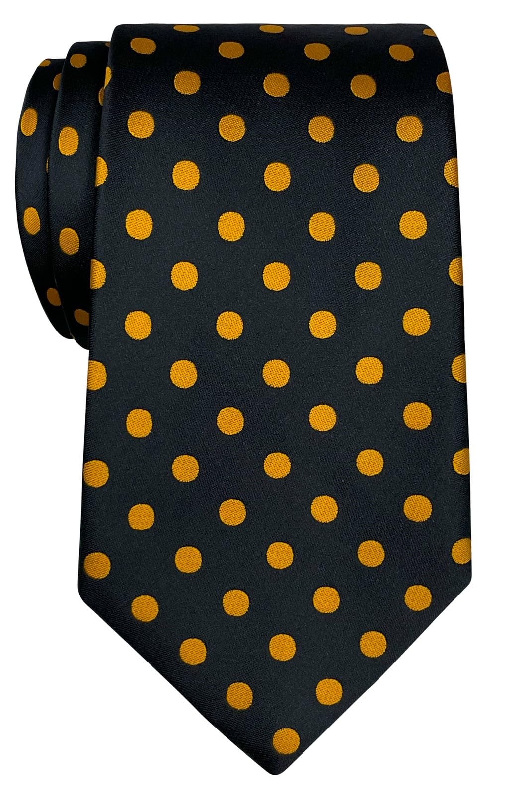 Retreez Men's Black With Gold Dots Classic Polka Dots Woven Microfiber Tie